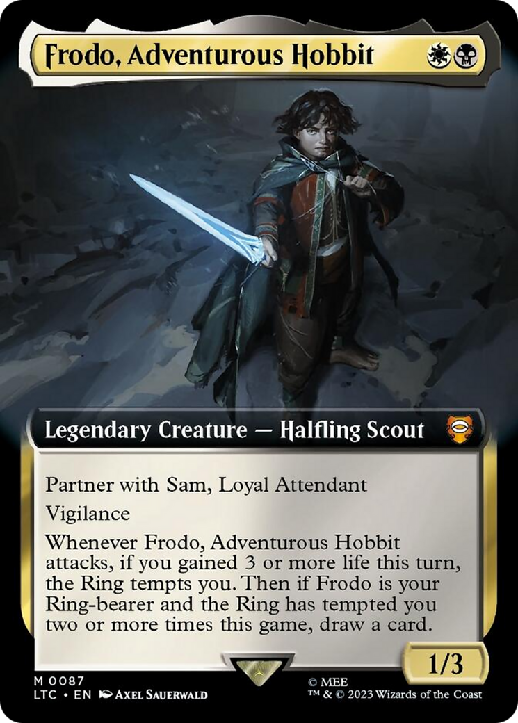 Frodo, Adventurous Hobbit (Extended Art) [The Lord of the Rings: Tales of Middle-Earth Commander] | Cards and Coasters CA