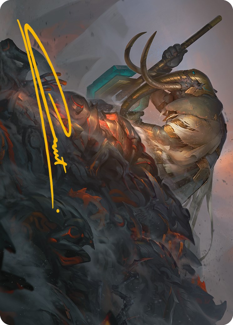 Against All Odds Art Card (Gold-Stamped Signature) [Phyrexia: All Will Be One Art Series] | Cards and Coasters CA