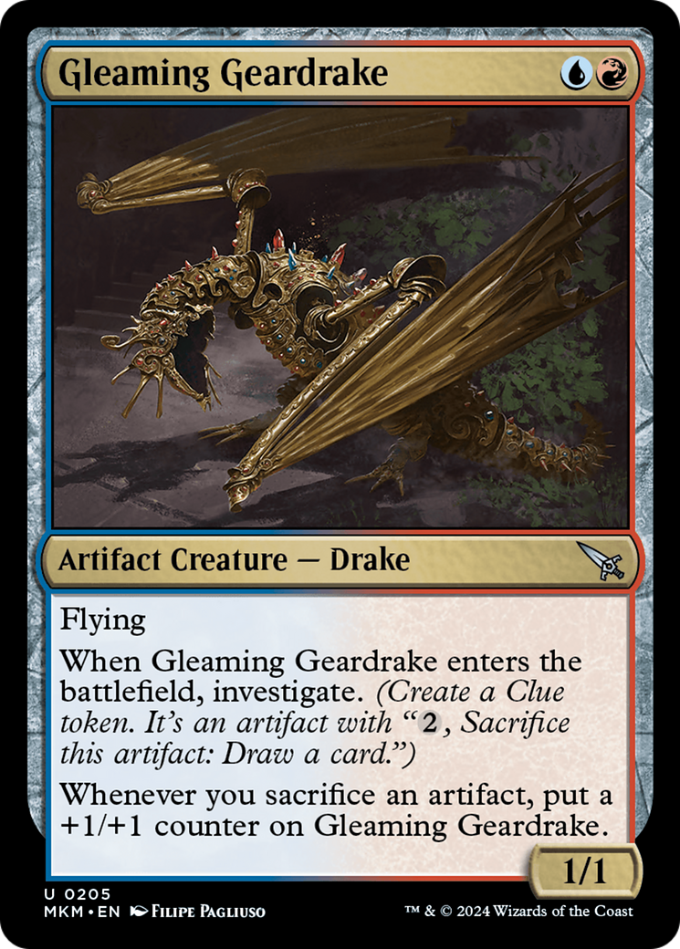 Gleaming Geardrake [Murders at Karlov Manor] | Cards and Coasters CA