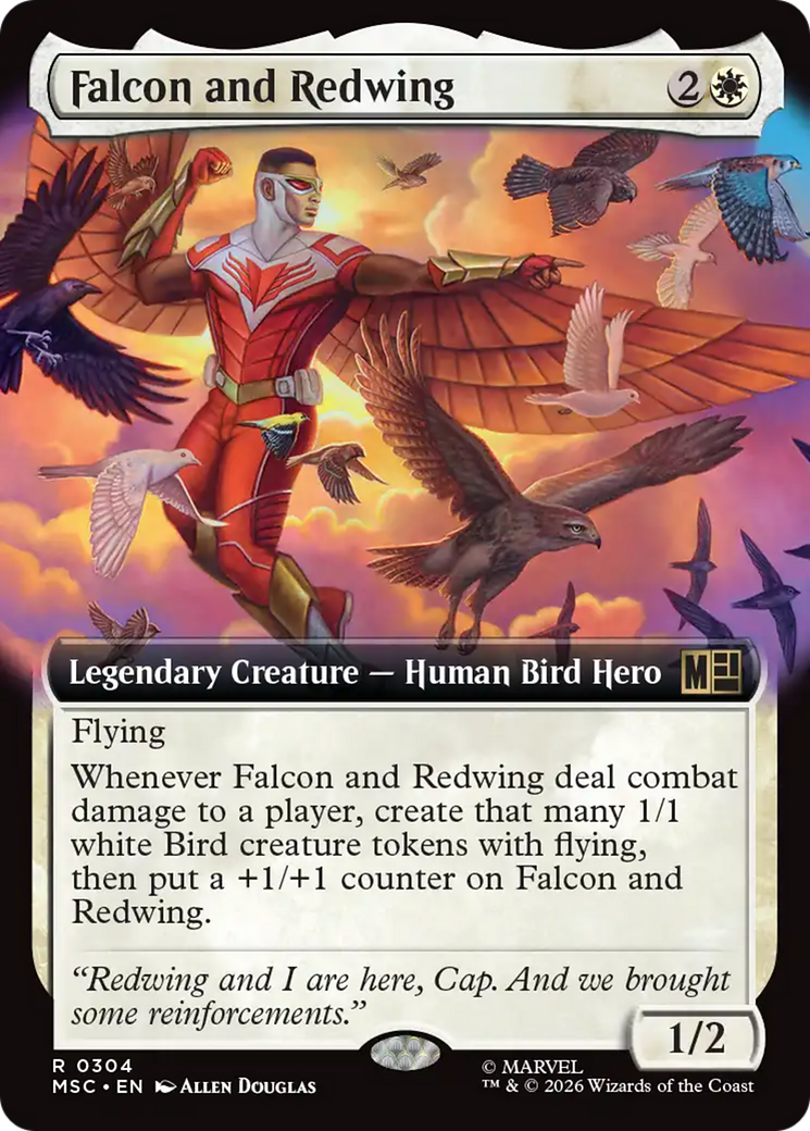 Falcon and Redwing (Extended Art) [Marvel Super Heroes Commander] | Cards and Coasters CA