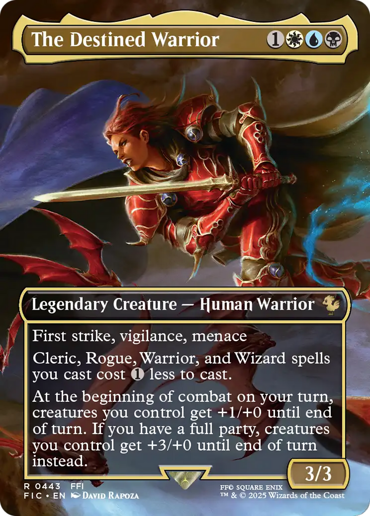 The Destined Warrior (Borderless) [FINAL FANTASY Commander] | Cards and Coasters CA