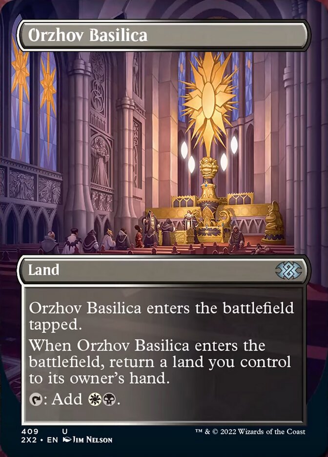 Orzhov Basilica (Borderless Alternate Art) [Double Masters 2022] | Cards and Coasters CA