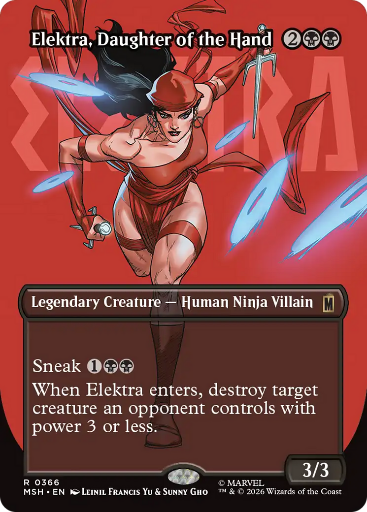 Elektra, Daughter of the Hand (Borderless) (366) [Marvel Super Heroes] | Cards and Coasters CA