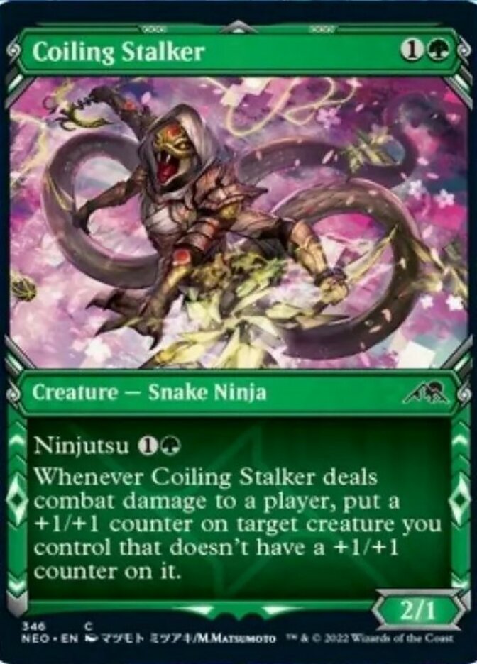 Coiling Stalker (Showcase Ninja) [Kamigawa: Neon Dynasty] | Cards and Coasters CA