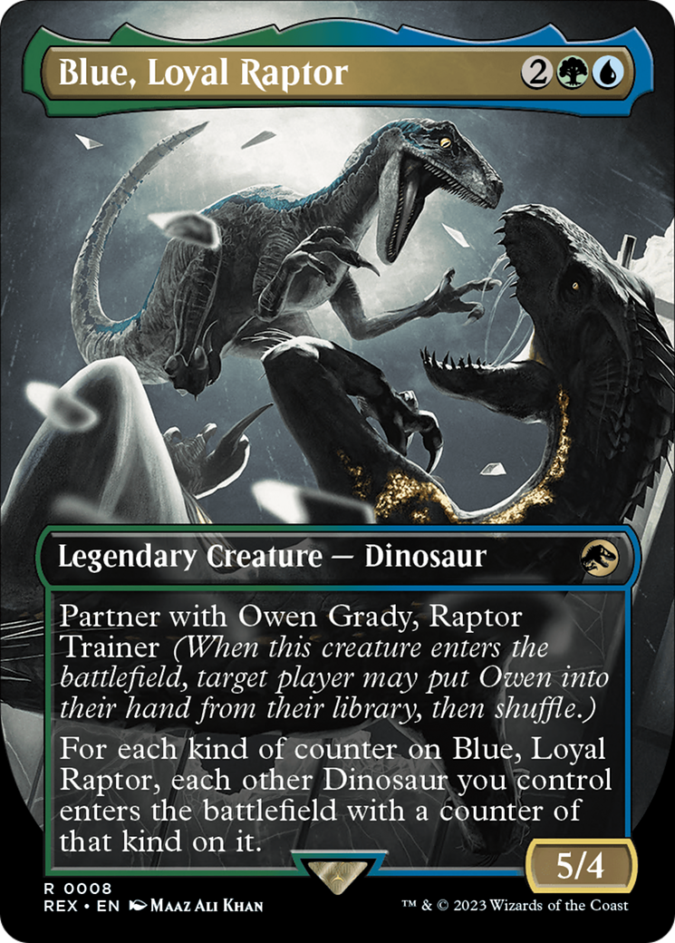 Blue, Loyal Raptor (Borderless) [Jurassic World Collection] | Cards and Coasters CA