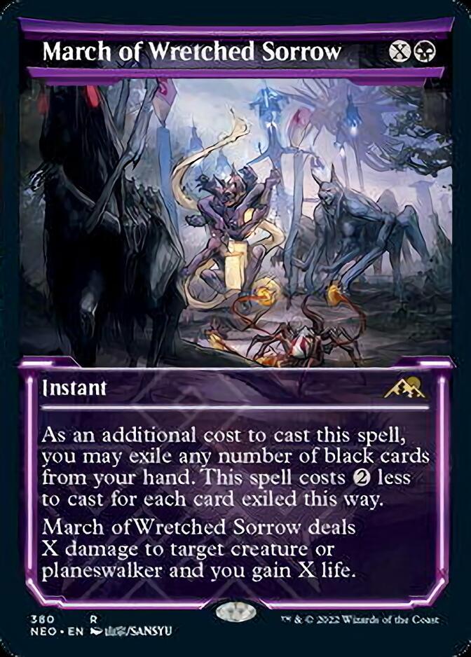 March of Wretched Sorrow (Showcase Soft Glow) [Kamigawa: Neon Dynasty] | Cards and Coasters CA