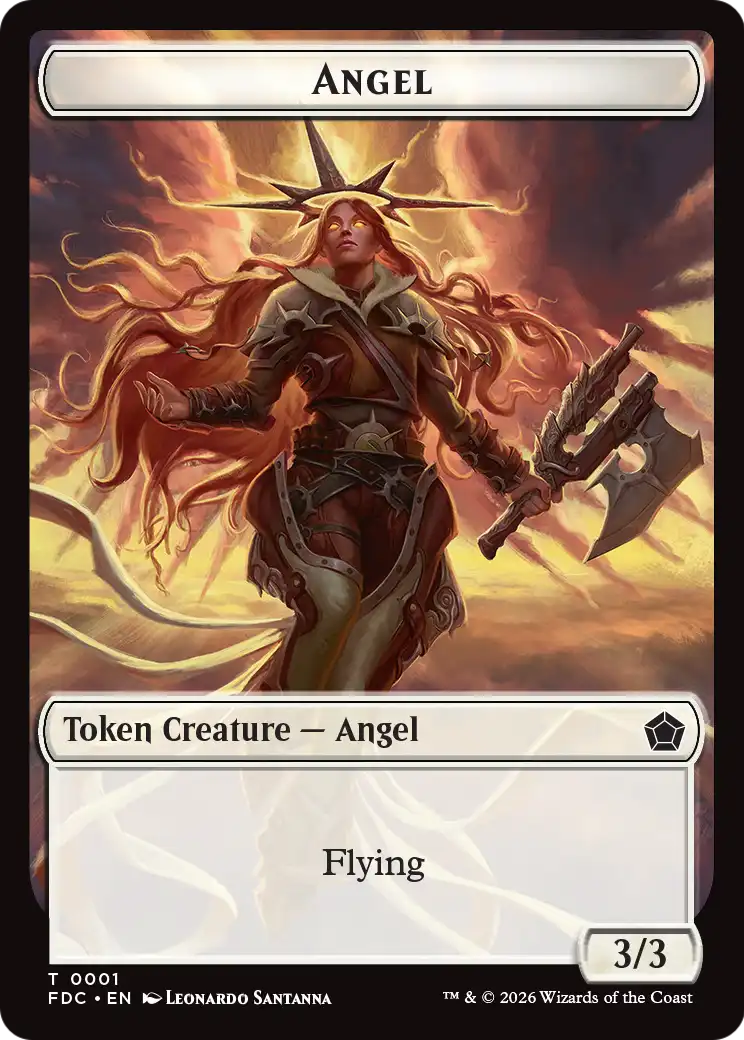 Angel (0001) // Angel (0002) Double-Sided Token [Foundations Commander Tokens] | Cards and Coasters CA