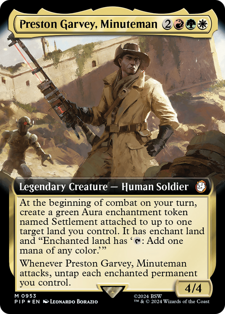 Preston Garvey, Minuteman (Extended Art) (Surge Foil) [Fallout] | Cards and Coasters CA