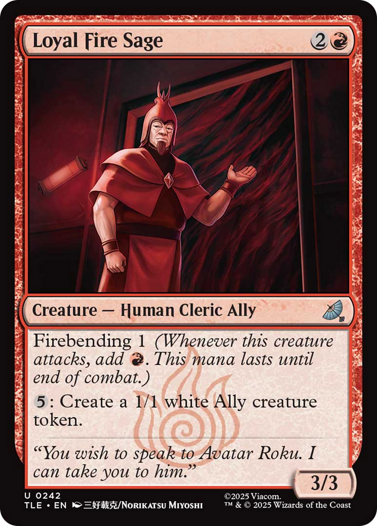 Loyal Fire Sage [Avatar: The Last Airbender: Eternal-Legal] | Cards and Coasters CA