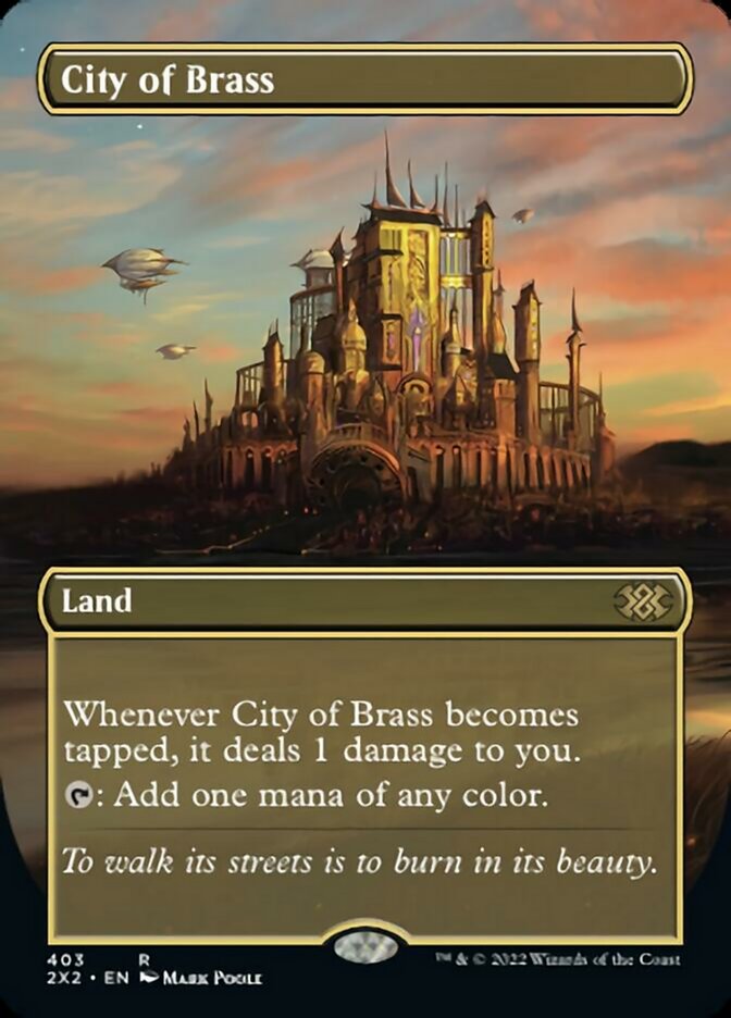 City of Brass (Borderless Alternate Art) [Double Masters 2022] | Cards and Coasters CA