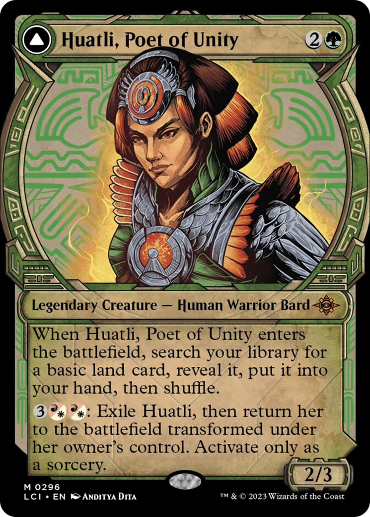 Huatli, Poet of Unity // Roar of the Fifth People (Showcase) [The Lost Caverns of Ixalan] | Cards and Coasters CA