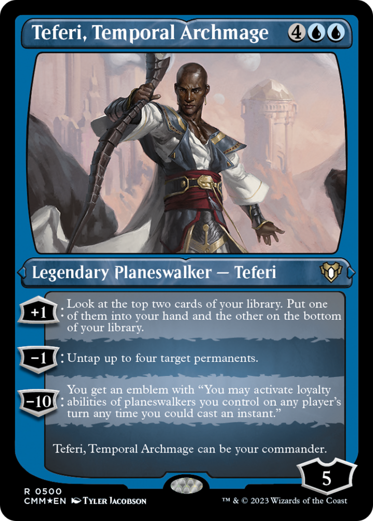 Teferi, Temporal Archmage (Foil Etched) [Commander Masters] | Cards and Coasters CA