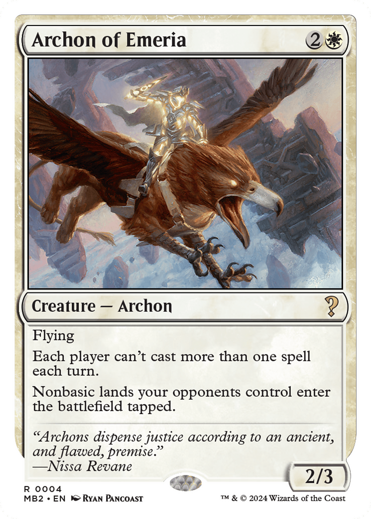 Archon of Emeria (White Border) [Mystery Booster 2] | Cards and Coasters CA