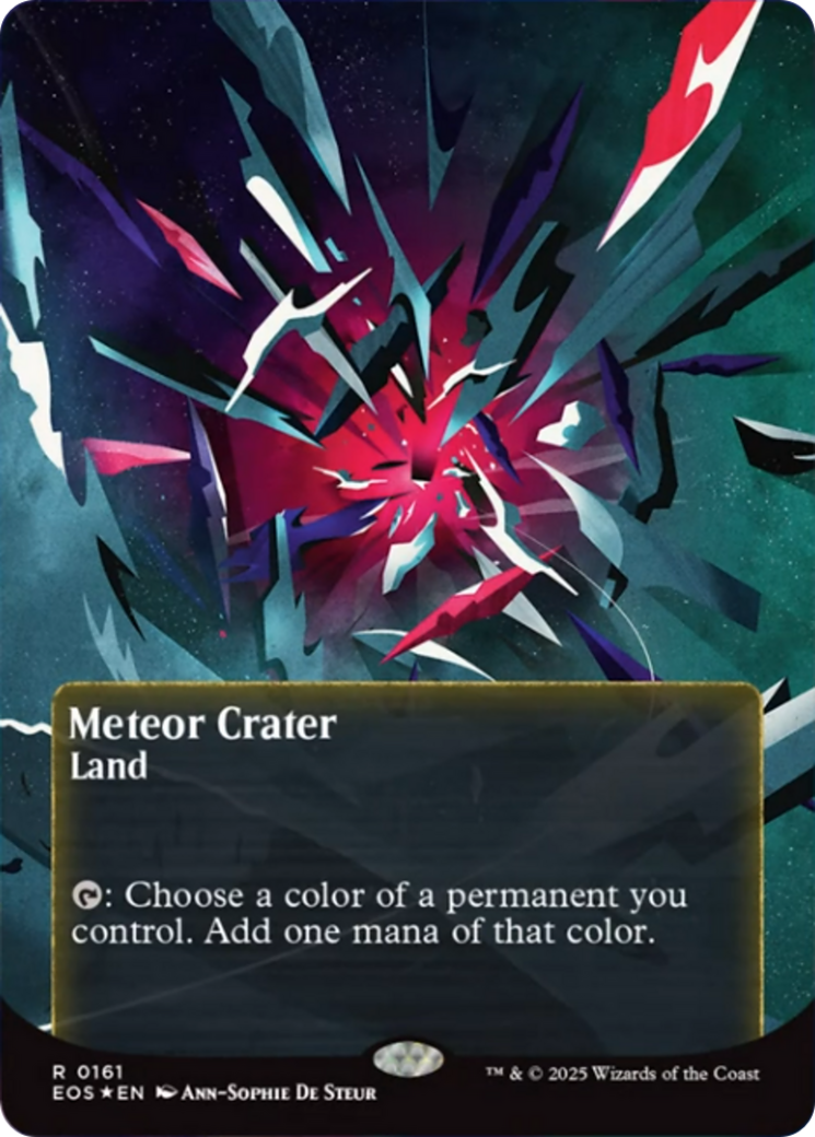 Meteor Crater (0161) (Borderless) (Galaxy Foil) [Edge of Eternities: Stellar Sights] | Cards and Coasters CA