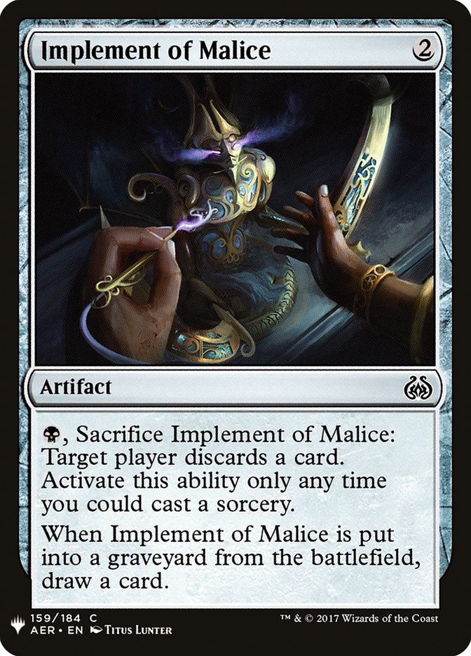 Implement of Malice [Mystery Booster] | Cards and Coasters CA