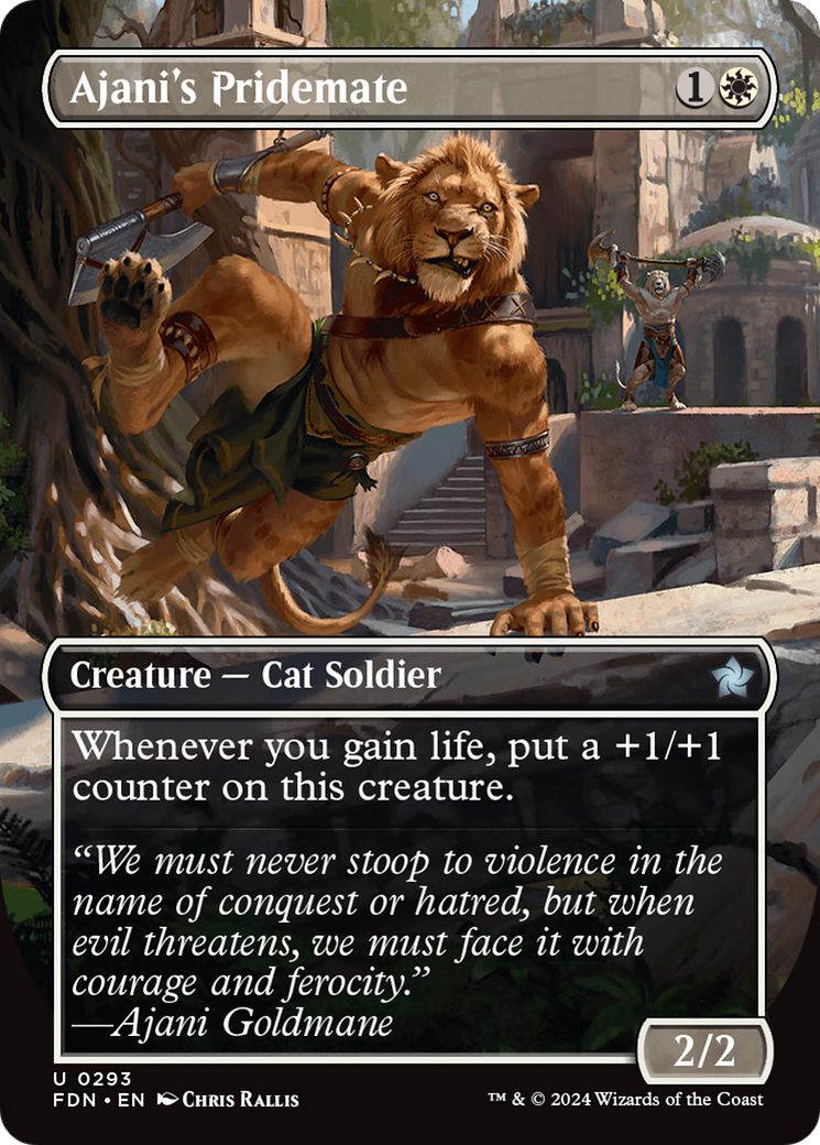 Ajani's Pridemate (Borderless) [Foundations] | Cards and Coasters CA