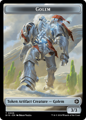 Mercenary // Golem Double-Sided Token [Outlaws of Thunder Junction Tokens] | Cards and Coasters CA