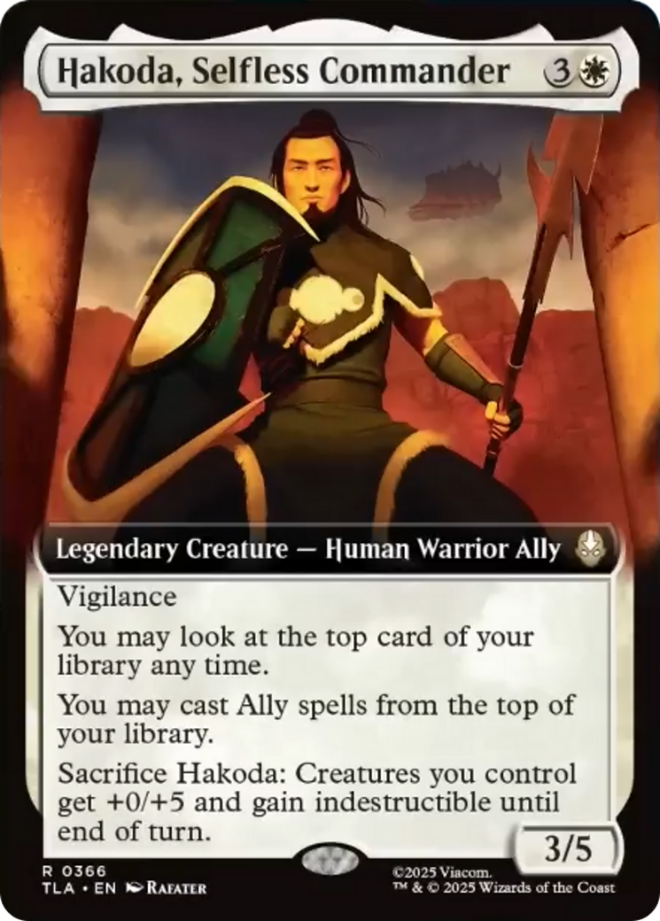 Hakoda, Selfless Commander (Extended Art) [Avatar: The Last Airbender] | Cards and Coasters CA