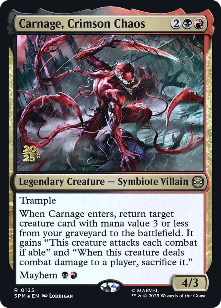 Carnage, Crimson Chaos [Wizards Play Network 2025] | Cards and Coasters CA