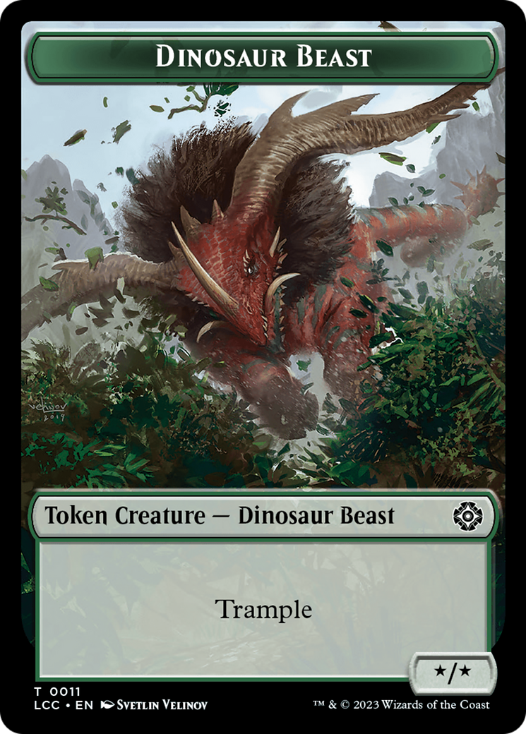 Dinosaur Beast // Dinosaur Double-Sided Token [The Lost Caverns of Ixalan Commander Tokens] | Cards and Coasters CA