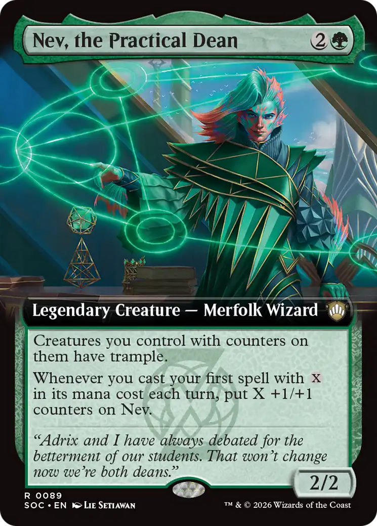Nev, the Practical Dean (Extended Art) [Secrets of Strixhaven Commander] | Cards and Coasters CA