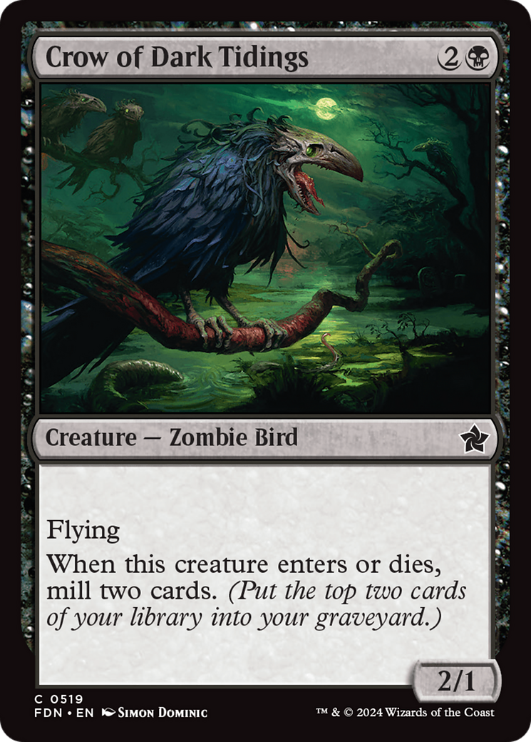 Crow of Dark Tidings [Foundations] | Cards and Coasters CA