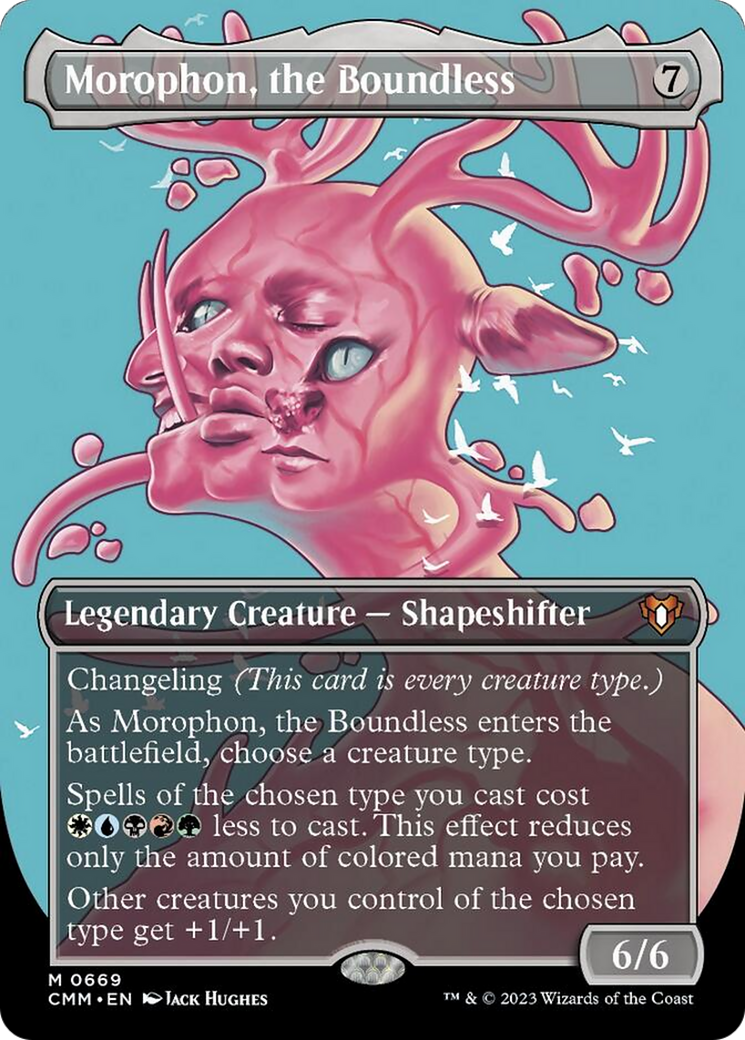 Morophon, the Boundless (Borderless Profile) [Commander Masters] | Cards and Coasters CA