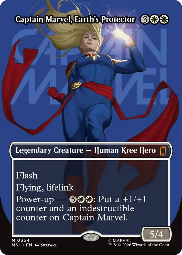 Captain Marvel, Earth's Protector (Borderless) (0354) [Marvel Super Heroes] | Cards and Coasters CA