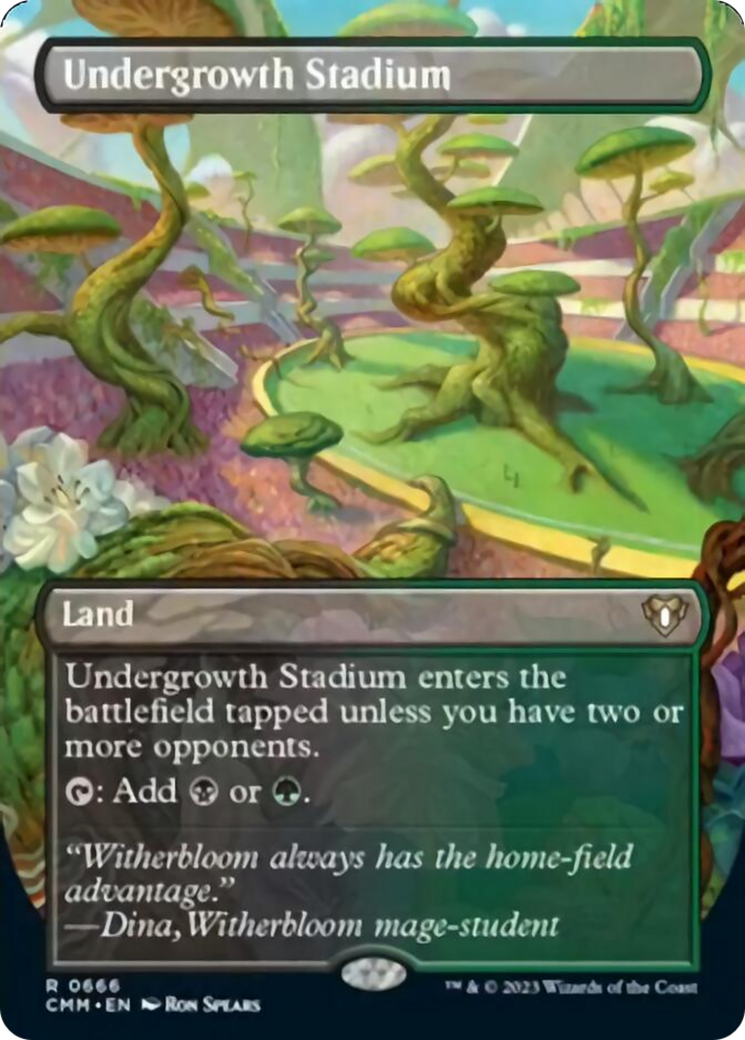 Undergrowth Stadium (Borderless Alternate Art) [Commander Masters] | Cards and Coasters CA