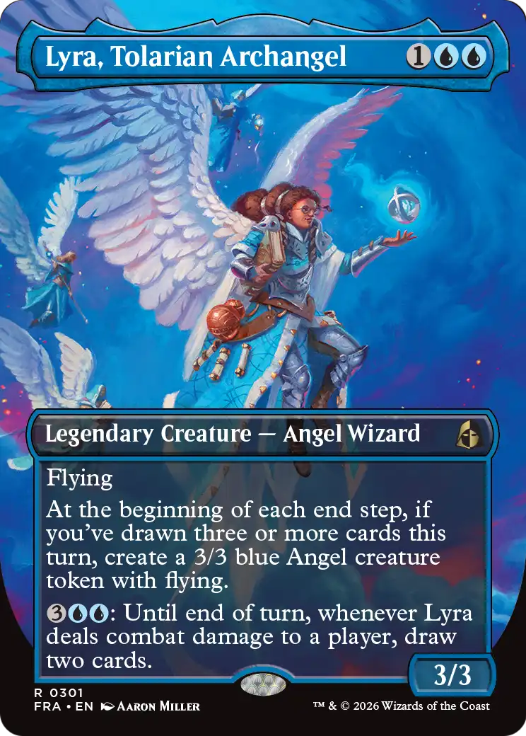 Lyra, Tolarian Archangel (Borderless) [Reality Fracture] | Cards and Coasters CA