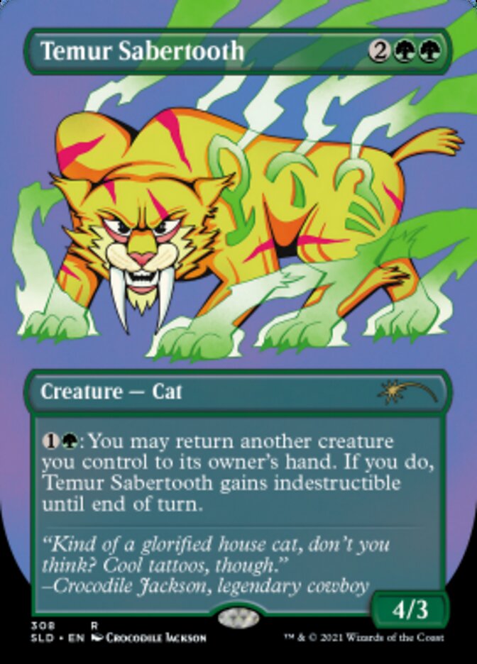 Temur Sabertooth (Borderless) [Secret Lair Drop Series] | Cards and Coasters CA