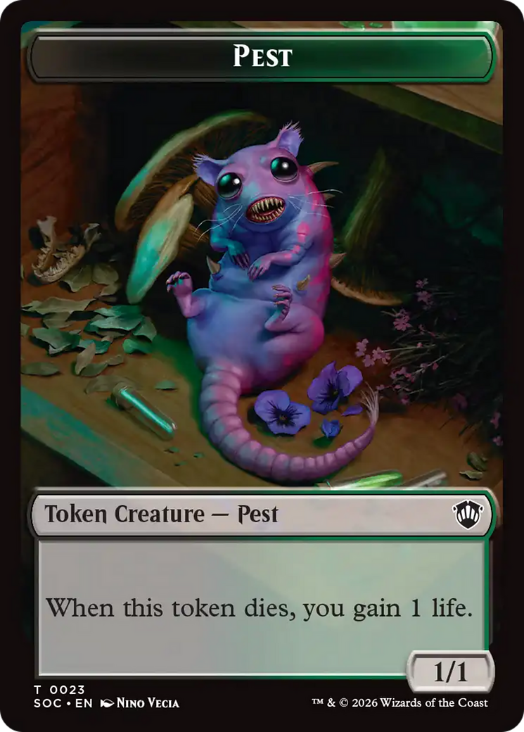 Saproling // Pest (0023) Double-Sided Token [Secrets of Strixhaven Commander Tokens] | Cards and Coasters CA
