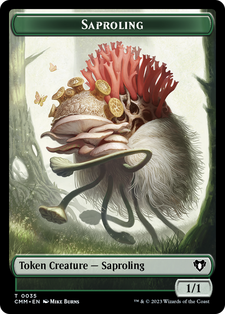 Saproling // Dragon (0021) Double-Sided Token [Commander Masters Tokens] | Cards and Coasters CA