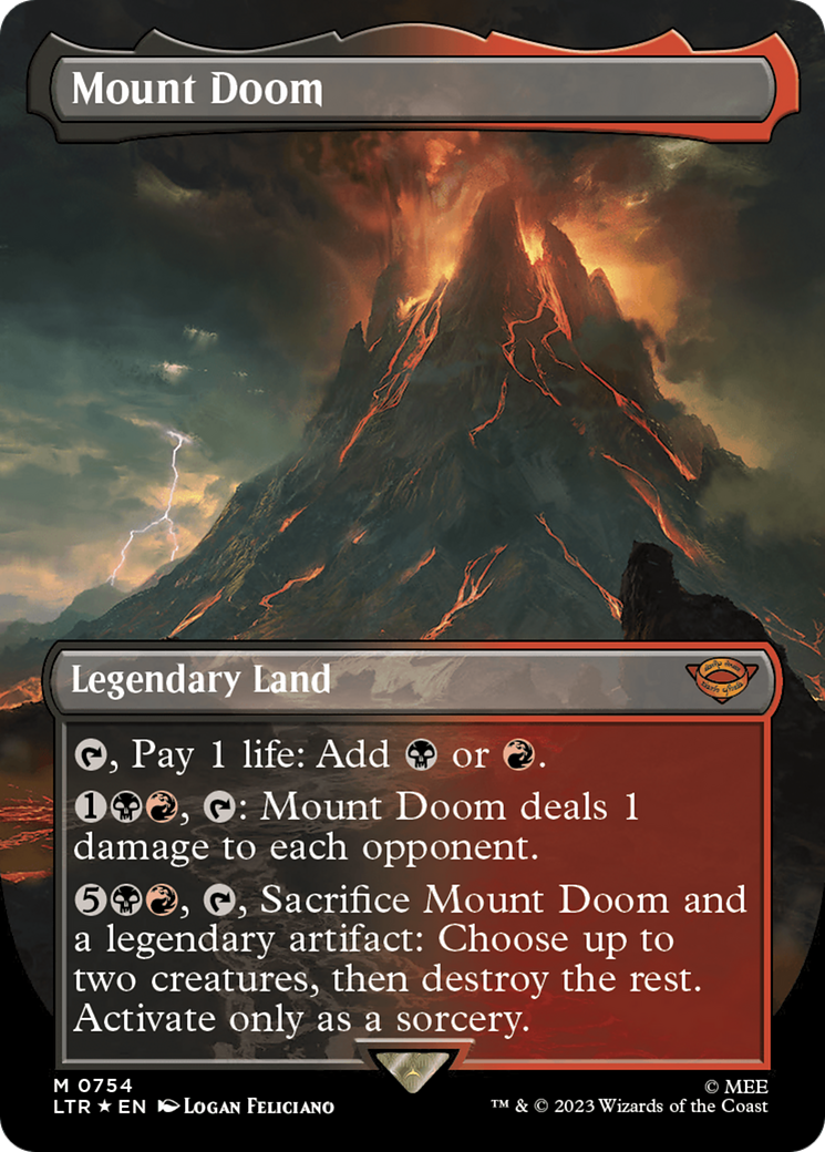 Mount Doom (Borderless) (Surge Foil) [The Lord of the Rings: Tales of Middle-Earth] | Cards and Coasters CA