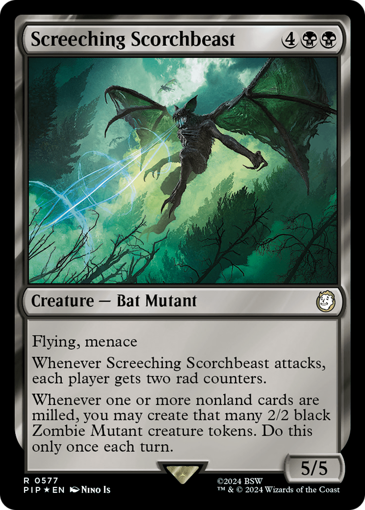 Screeching Scorchbeast (Surge Foil) [Fallout] | Cards and Coasters CA