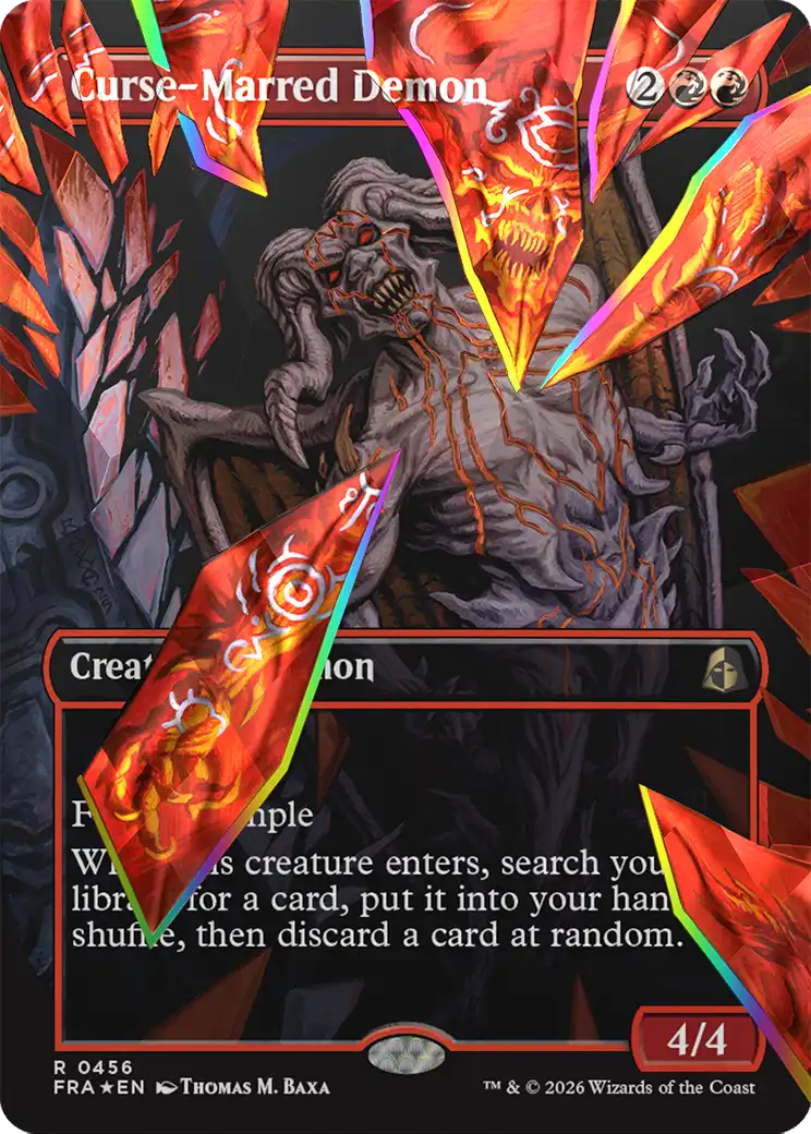 Curse-Marred Demon (Borderless) (Facet Foil) [Reality Fracture] | Cards and Coasters CA