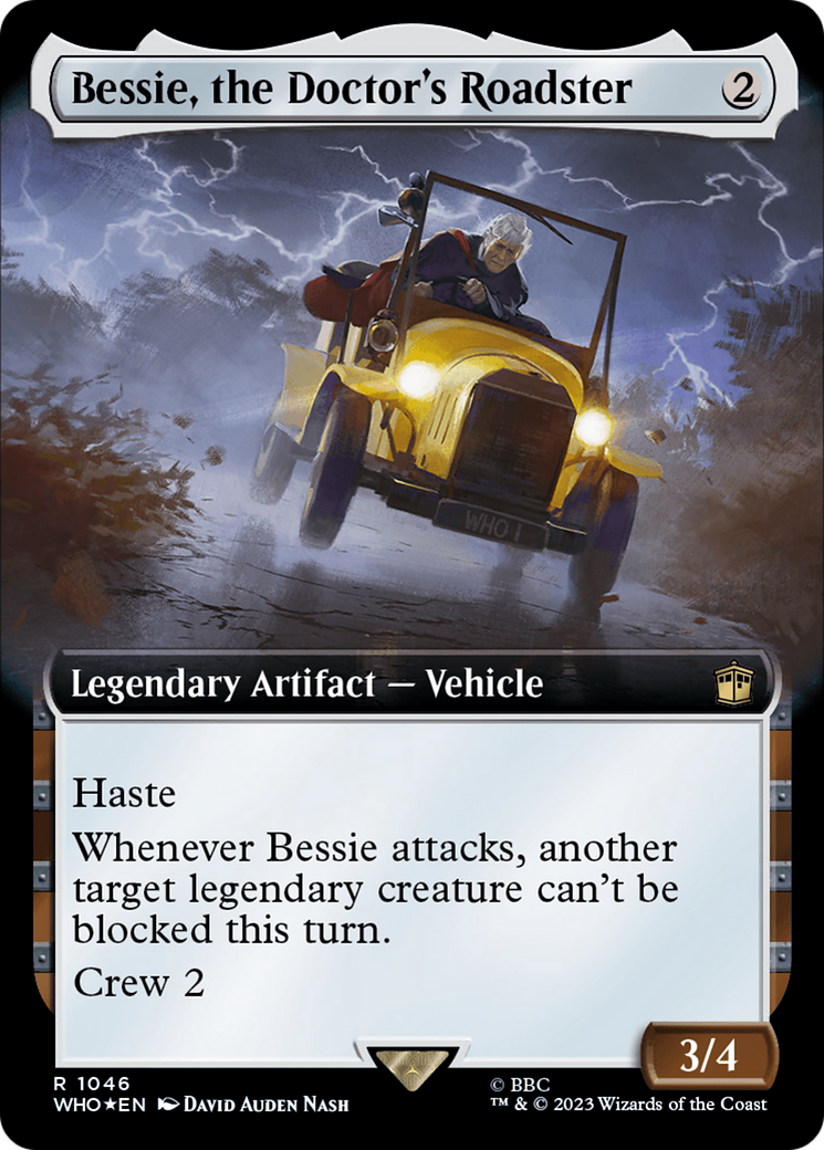 Bessie, the Doctor's Roadster (Extended Art) (Surge Foil) [Doctor Who] | Cards and Coasters CA