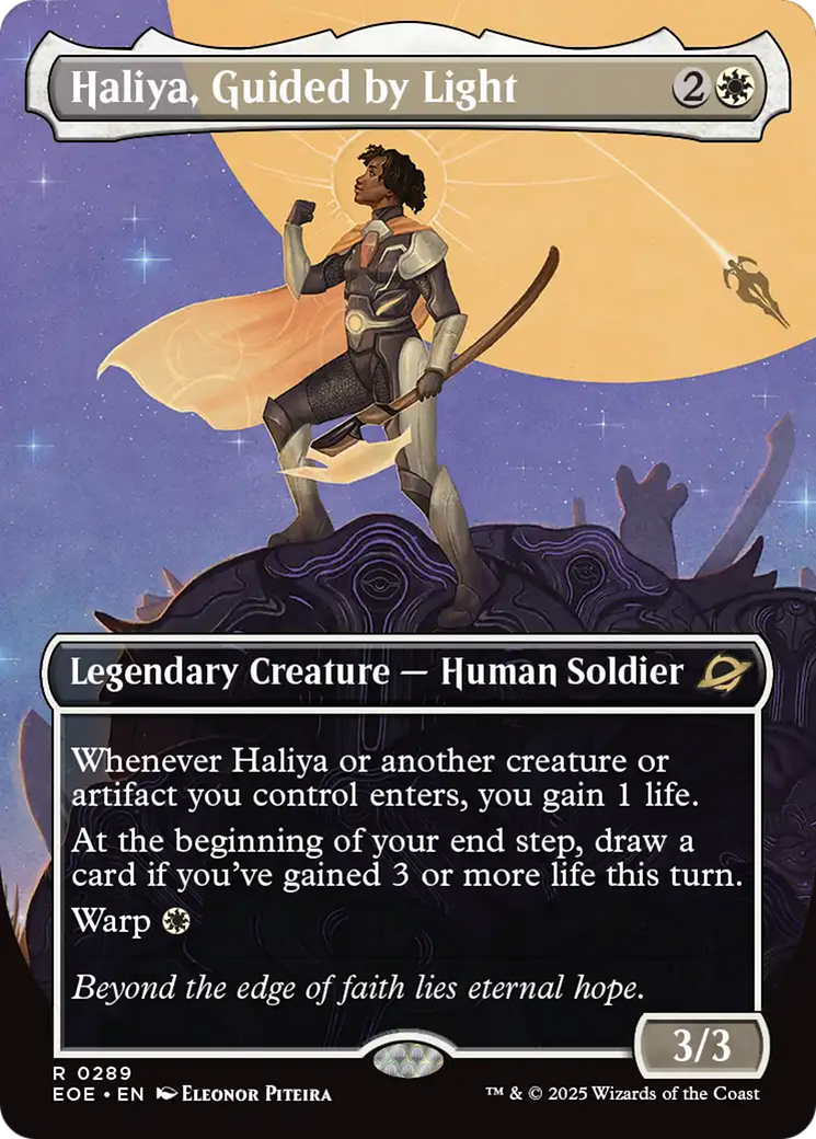 Haliya, Guided by Light (Borderless) [Edge of Eternities] | Cards and Coasters CA