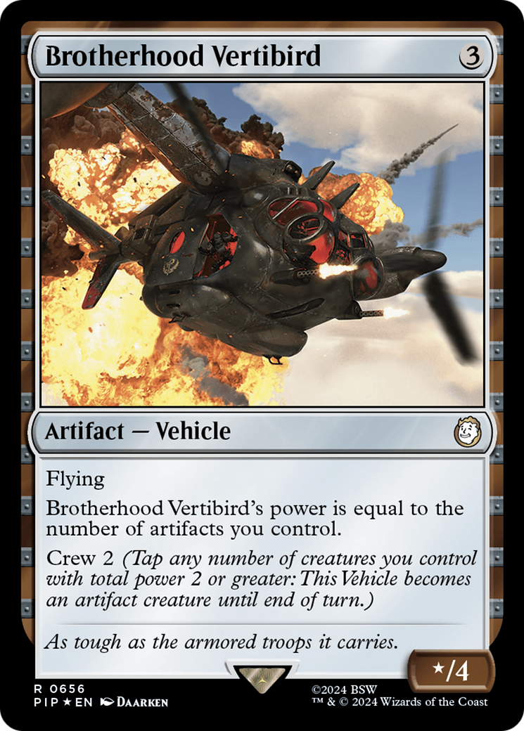 Brotherhood Vertibird (Surge Foil) [Fallout] | Cards and Coasters CA