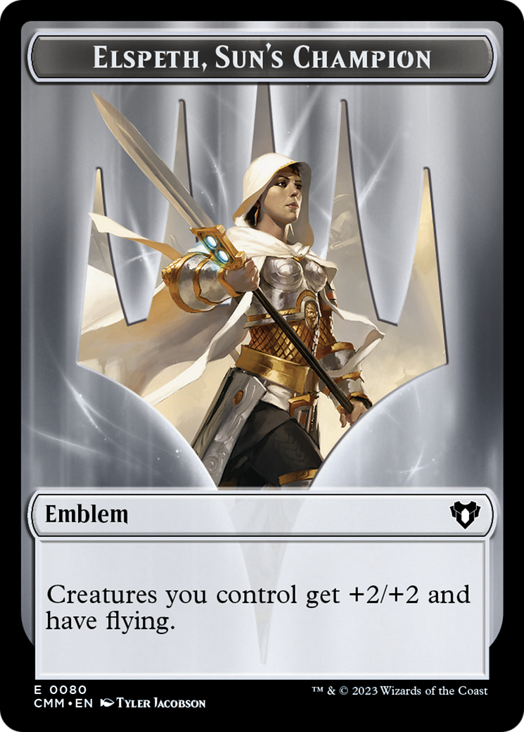 Elspeth, Sun's Champion Emblem // Copy (55) Double-Sided Token [Commander Masters Tokens] | Cards and Coasters CA