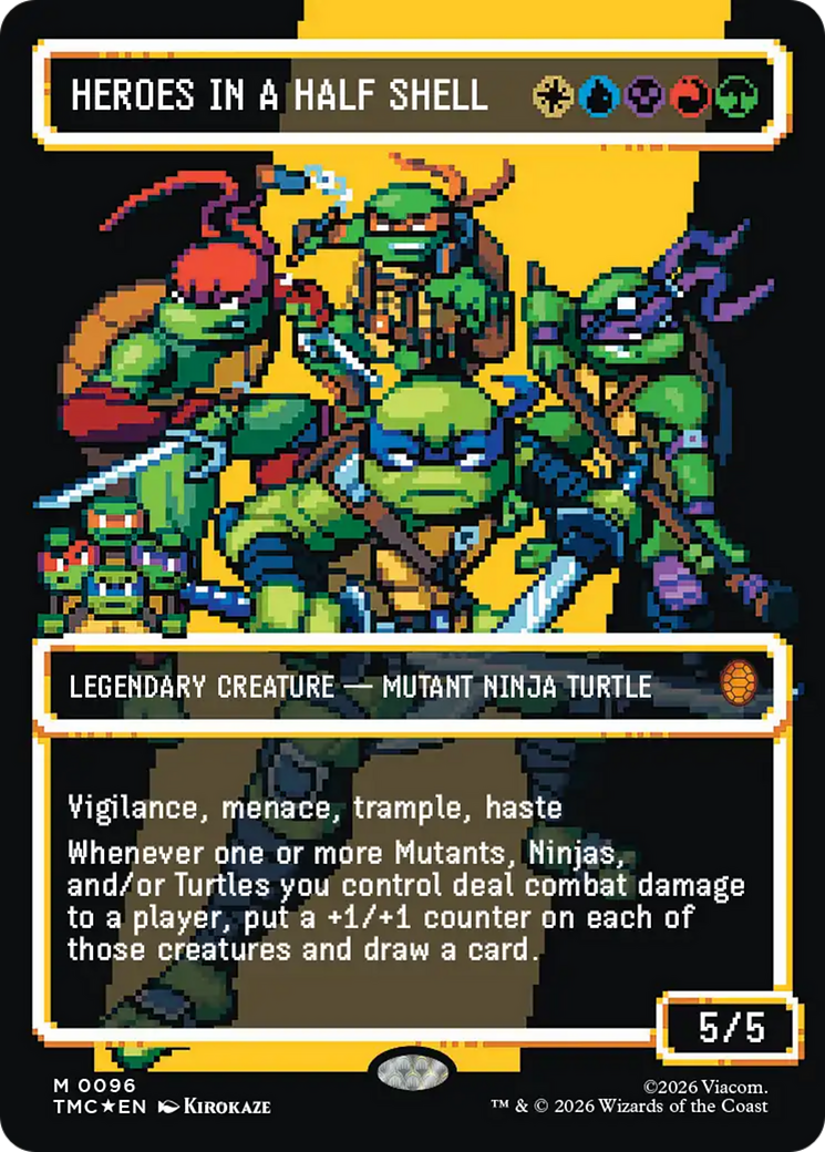 Heroes in a Half Shell (0096) (Borderless) (Surge Foil) [Teenage Mutant Ninja Turtles Commander] | Cards and Coasters CA