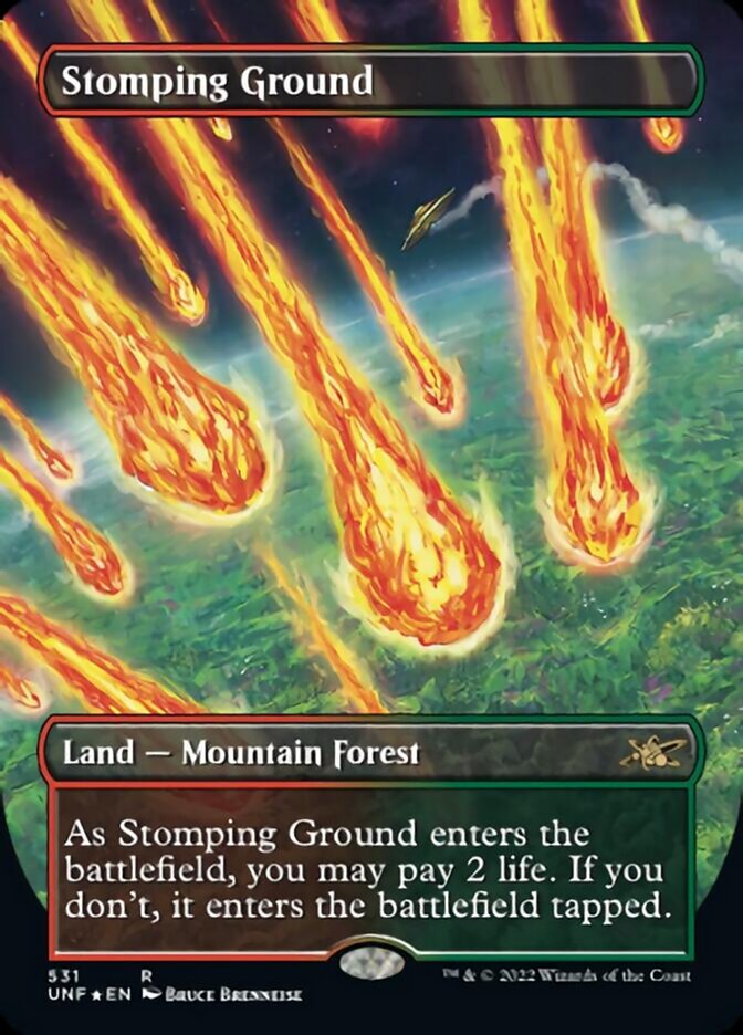 Stomping Ground (Borderless) (Galaxy Foil) [Unfinity] | Cards and Coasters CA