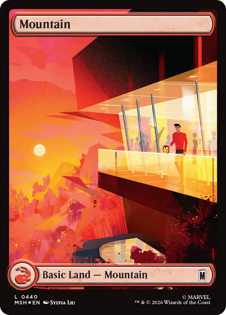 Mountain (0440) (Surge Foil) [Marvel Super Heroes] | Cards and Coasters CA
