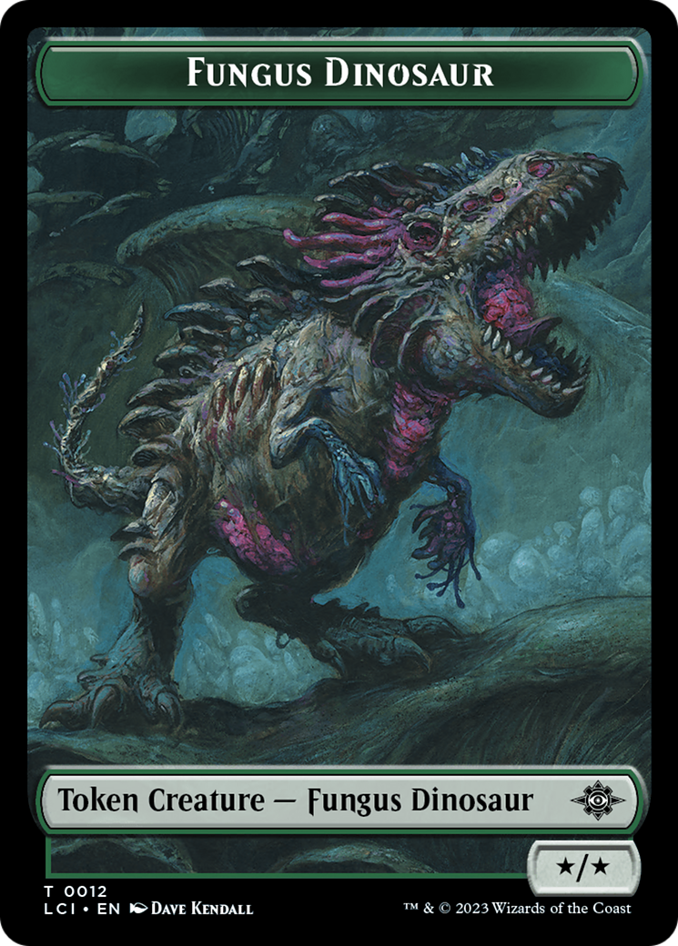 Fungus Dinosaur // Gnome Soldier Double-Sided Token [The Lost Caverns of Ixalan Tokens] | Cards and Coasters CA