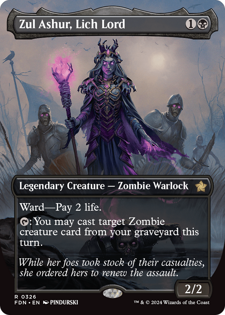 Zul Ashur, Lich Lord (Borderless) [Foundations] | Cards and Coasters CA