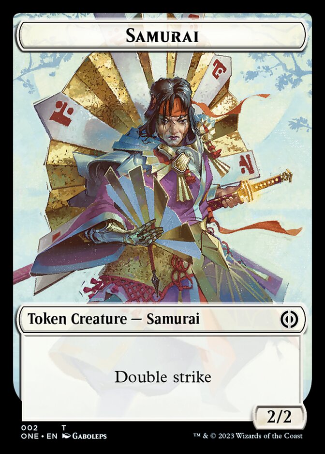 Rebel // Samurai Double-Sided Token [Phyrexia: All Will Be One Tokens] | Cards and Coasters CA