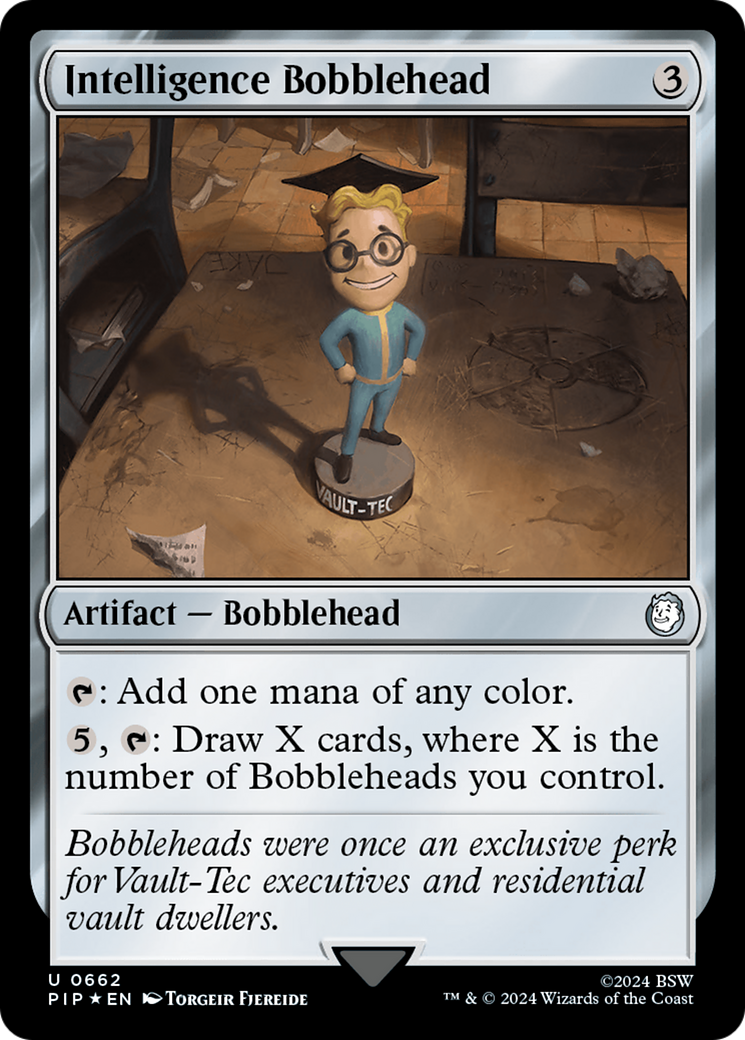 Intelligence Bobblehead (Surge Foil) [Fallout] | Cards and Coasters CA