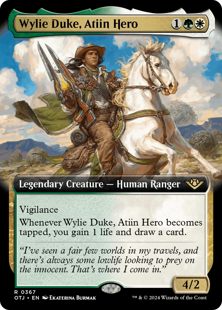 Wylie Duke, Atiin Hero (Extended Art) [Outlaws of Thunder Junction] | Cards and Coasters CA