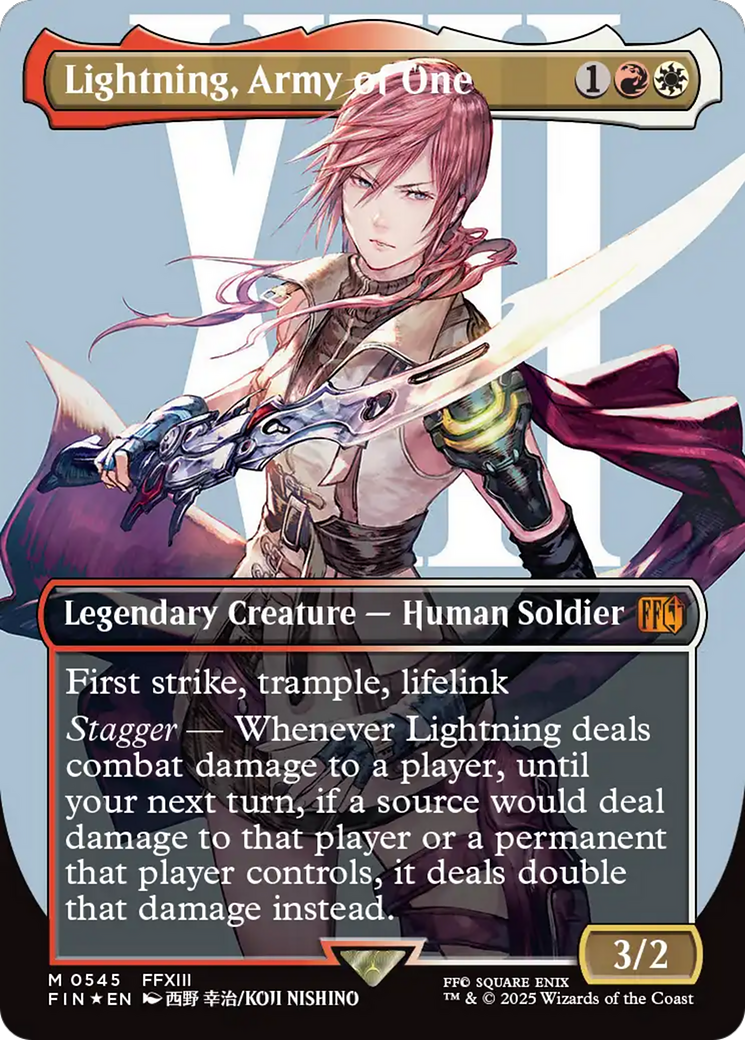 Lightning, Army of One (Borderless) (Surge Foil) [FINAL FANTASY] | Cards and Coasters CA