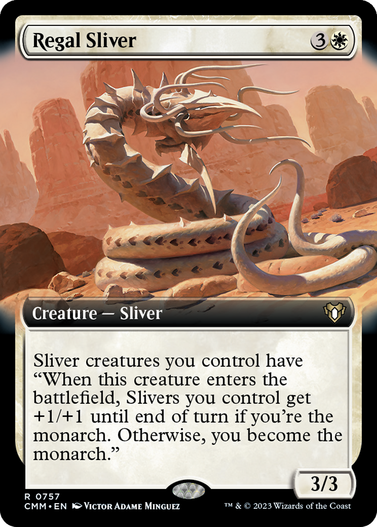 Regal Sliver (Extended Art) [Commander Masters] | Cards and Coasters CA